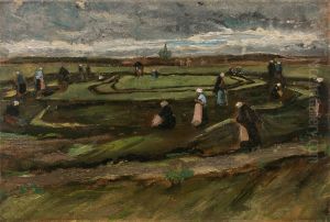 Women Mending Nets In The Dunes