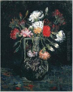 Vase With White And Red Carnations by Vincent Van Gogh