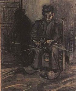 Peasant Making A Basket by Vincent Van Gogh