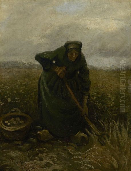 Woman Lifting Potatoes - view 1