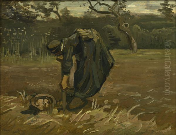 Peasant Woman Digging Up Potatoes - view 1
