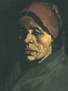 Head Of A Peasant Woman With Brownish Cap by Vincent Van Gogh