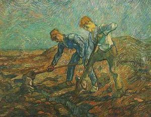 Two Peasants Digging by Vincent Van Gogh