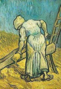 Peasant Woman Cutting Straw (after Millet) by Vincent Van Gogh