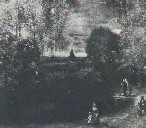 The Parsonage Garden At Nuenen With Pond And Figures by Vincent Van Gogh