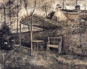 The Garden of the Parsonage with Arbor by Vincent Van Gogh
