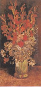 Vase With Gladioli And Carnations by Vincent Van Gogh