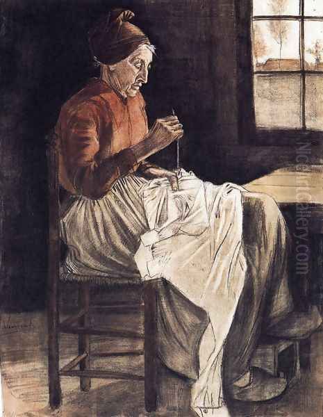 Woman Sewing 2 - view 1