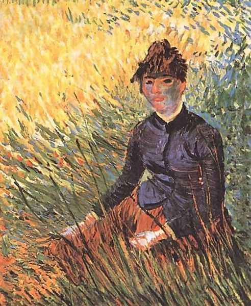Femme assise dans l'herbe 1887 - view 1