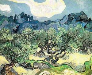 Olive Trees With The Alpilles In The Background by Vincent Van Gogh