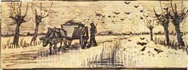 Ox Cart In The Snow - view 1
