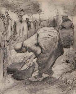 Woman by the Wash Tub in the Garden by Vincent Van Gogh