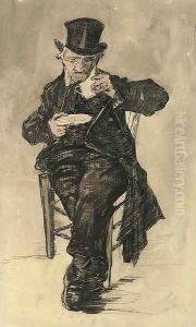 Orphan Man with a Top Hat Drinking a Cup of Coffee by Vincent Van Gogh