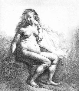Seated Female Nude 1631 by Harmenszoon van Rijn Rembrandt