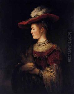 Saskia in Pompous Dress c. 1642 by Harmenszoon van Rijn Rembrandt