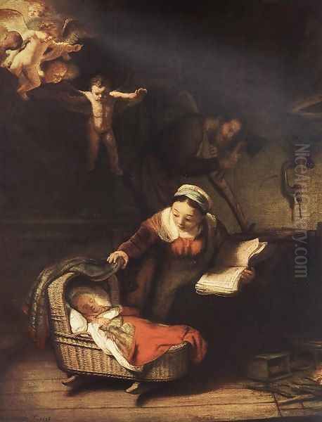 The Holy Family with Angels 1645 by Harmenszoon van Rijn Rembrandt