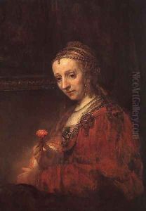 Lady with a Pink by Harmenszoon van Rijn Rembrandt