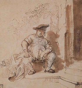 Seated Man Wearing a Flat Cap by Harmenszoon van Rijn Rembrandt