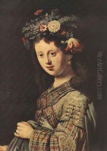 Saskia as Flora (detail) 1634 by Harmenszoon van Rijn Rembrandt