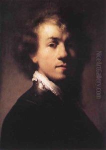 Self-Portrait with Lace Collar c. 1629 by Harmenszoon van Rijn Rembrandt