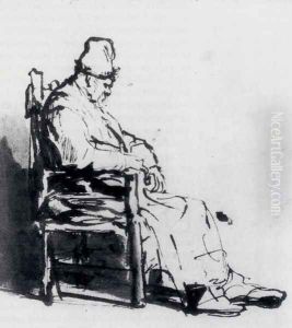 Seated Old Man (possibly Rembrandt's father) by Harmenszoon van Rijn Rembrandt