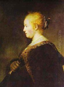 Portrait of a Young Woman with the Fan by Harmenszoon van Rijn Rembrandt