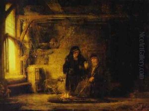 Tobit's Wife with a Goat by Harmenszoon van Rijn Rembrandt