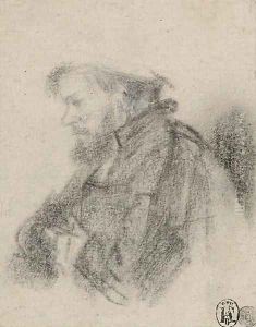 A bearded man, half-length, in profile to the left by Harmenszoon van Rijn Rembrandt