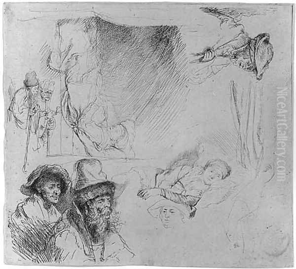 A Sheet of Studies, with a Woman Lying ill in Bed, etc. - view 1