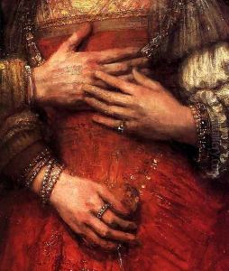 The Jewish Bride (detail) by Harmenszoon van Rijn Rembrandt