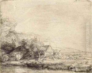Landscape with two Cows by Harmenszoon van Rijn Rembrandt