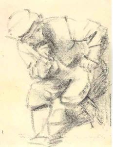 A seated man leaning forward and looking to the right by Harmenszoon van Rijn Rembrandt