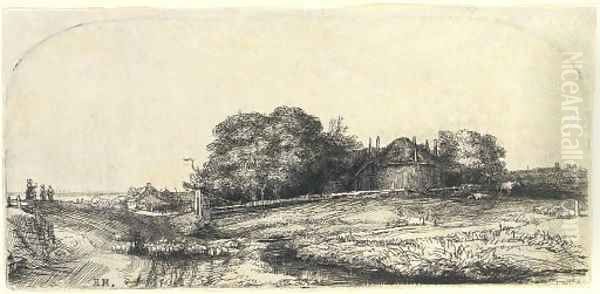 Landscape with a Haybarn and a Flock of Sheep - view 1