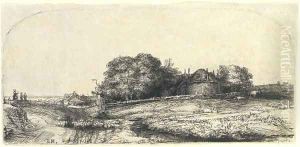Landscape with a Haybarn and a Flock of Sheep by Harmenszoon van Rijn Rembrandt
