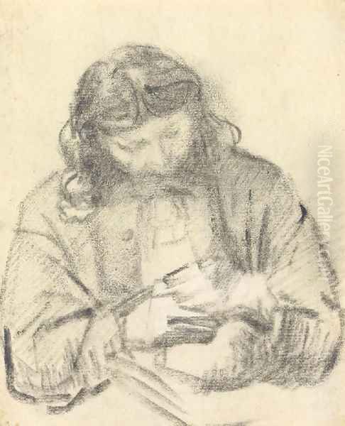 Seated man, half length, at work - view 1