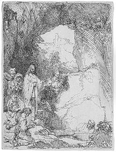 The Raising of Lazarus Small Plate by Harmenszoon van Rijn Rembrandt