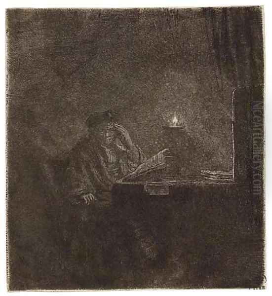 A Student at a Table by Candlelight - view 1