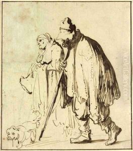 A vagrant couple with a dog A vagrant couple with a dog