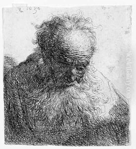 Bust of an old Man with a flowing Beard The Head bowed forward by Harmenszoon van Rijn Rembrandt