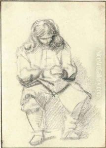 A seated man with long hair, his hands folded