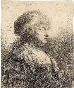 Saskia with Pearls in her Hair by Harmenszoon van Rijn Rembrandt