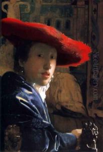 Girl With A Red Hat by Jan Vermeer Van Delft