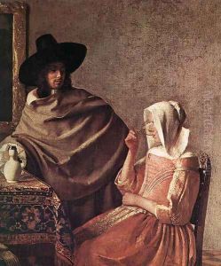 A Lady Drinking and a Gentleman (detail-1) c. 1658