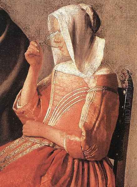 A Lady Drinking and a Gentleman (detail-2) c. 1658 - view 1