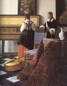 A Lady at the Virginals with a Gentleman (detail-1) 1662-65