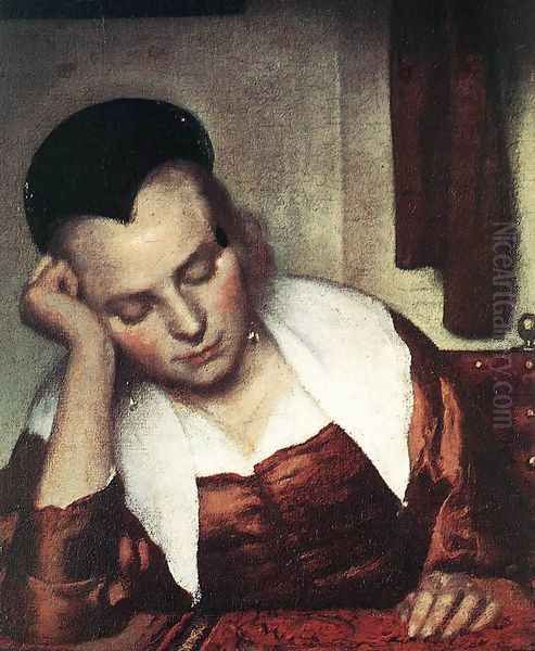 A Woman Asleep at Table (detail-1) c. 1657 - view 1