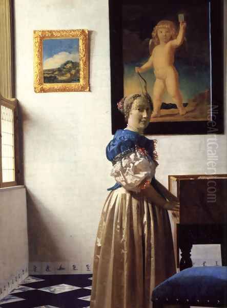 Young Woman Standing at a Virginal - view 1