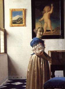 Young Woman Standing at a Virginal