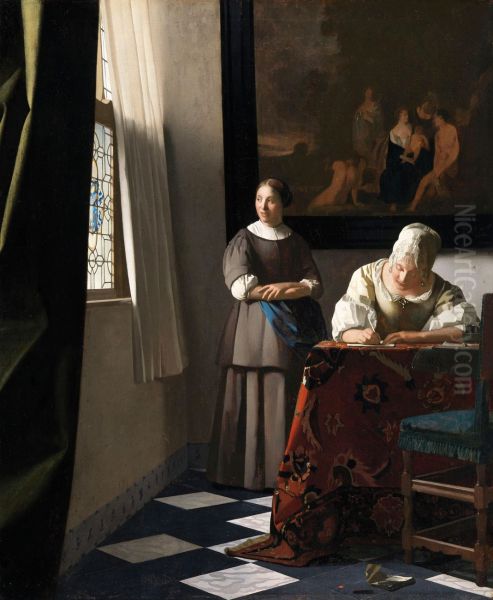 Lady Writing a Letter with Her Maid c. 1670 - view 1