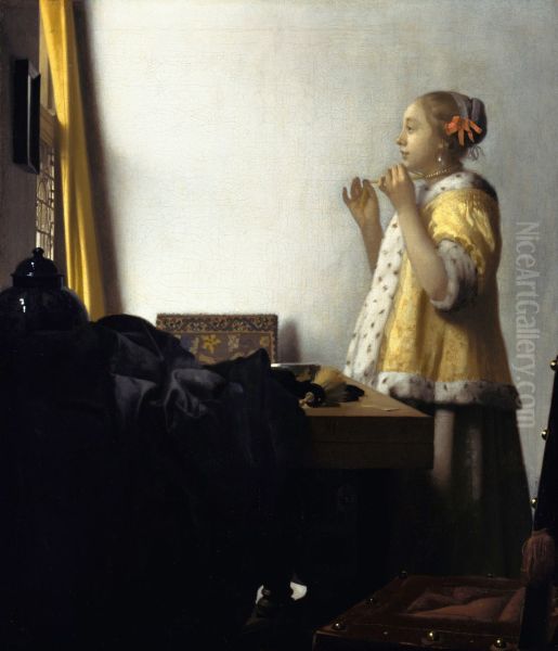 Woman with a Pearl Necklace 1662-64 - view 1